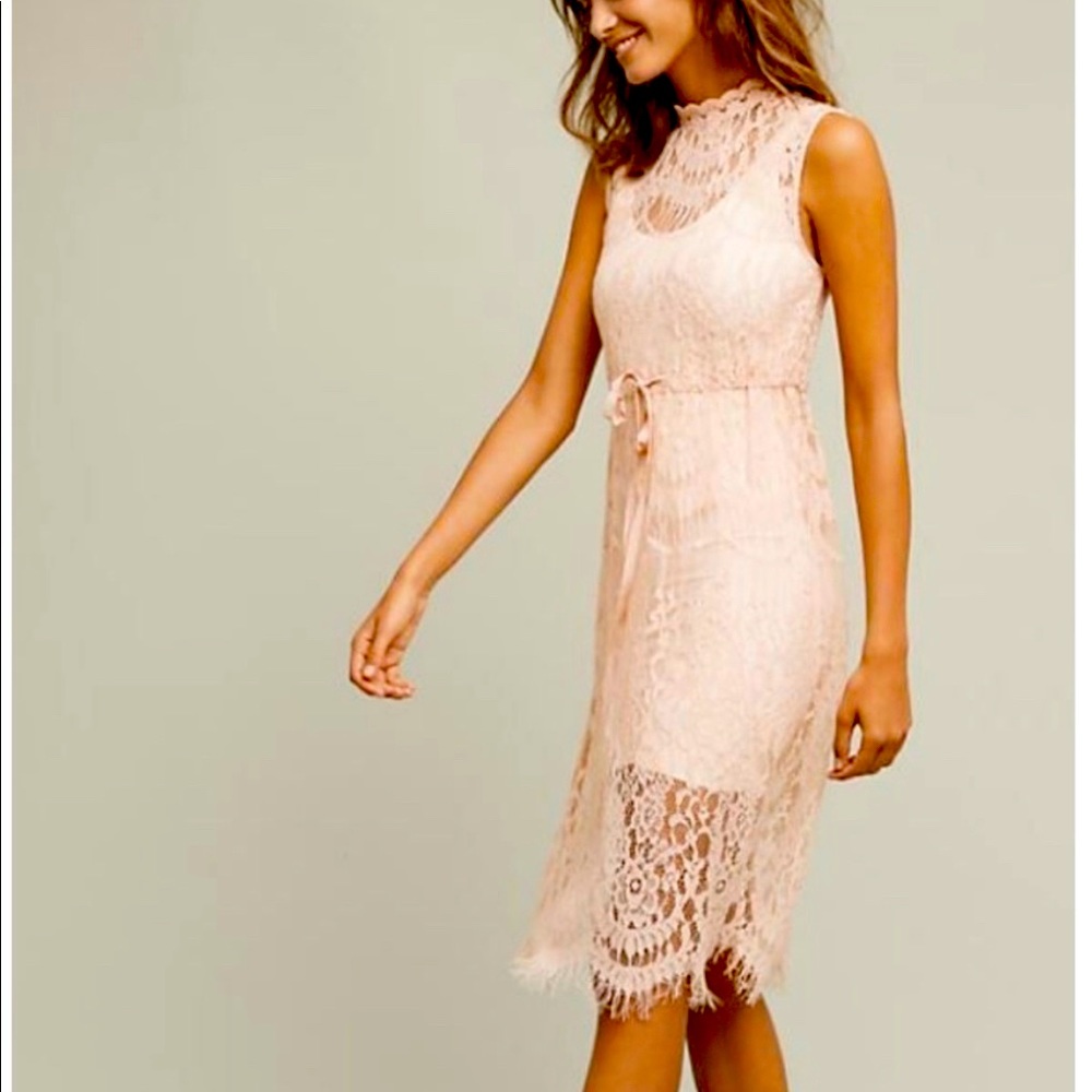 BHLDN Lace Midi Dress in Blush